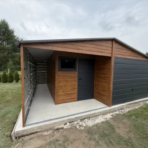 Garaż blaszany 6x6 m Złoty Dąb z wiatą - obrazek 5