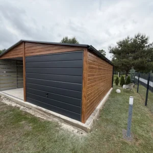 Garaż blaszany 6x6 m Złoty Dąb z wiatą - obrazek 4
