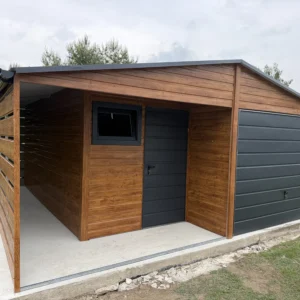 Garaż blaszany 6x6 m Złoty Dąb z wiatą - obrazek 2