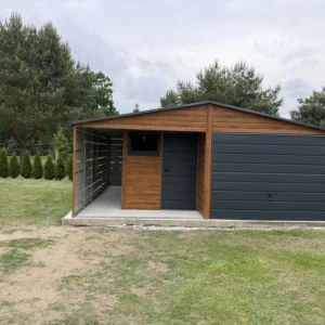 Garaż blaszany 6x6 m Złoty Dąb z wiatą - obrazek 3