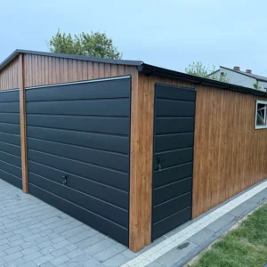 Garaż blaszany 6x5.80 m Złoty Dąb dwubramowy