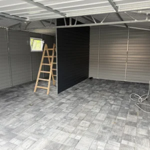 Garaż blaszany 5x6 m grafitowy czarna brama premium - obrazek 6