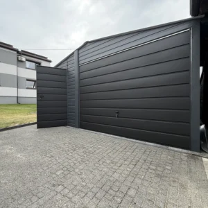 Garaż blaszany 5x6 m grafitowy czarna brama premium - obrazek 4