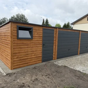 Garaż blaszany 9x6 m złoty dąb dwubramowy