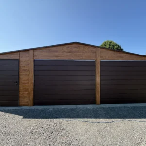Garaż blaszany 8x6 m PREMIUM dwuspadowy – Złoty Dąb / Brąz Mat - obrazek 2