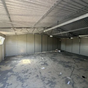 Garaż blaszany 8x6 m PREMIUM dwuspadowy – Złoty Dąb / Brąz Mat - obrazek 3